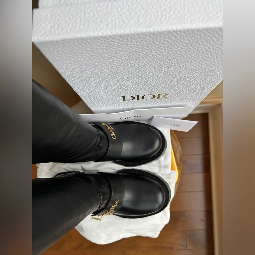 NWT Christian Dior D-Quest Thigh Black Leather Boots, size 37 (US 6-6.5) - Picture 13 of 17